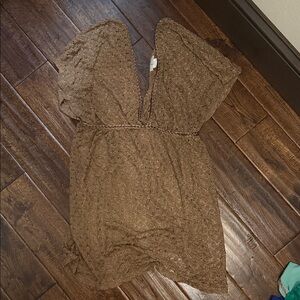 KISH Brown Crochet Swim Coverup